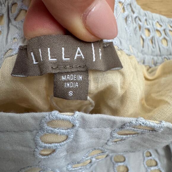 Lilla P Blue Eyelet Side Button Cotton Midi Skirt Hyacinth NEW Size Small - Picture 7 of 12